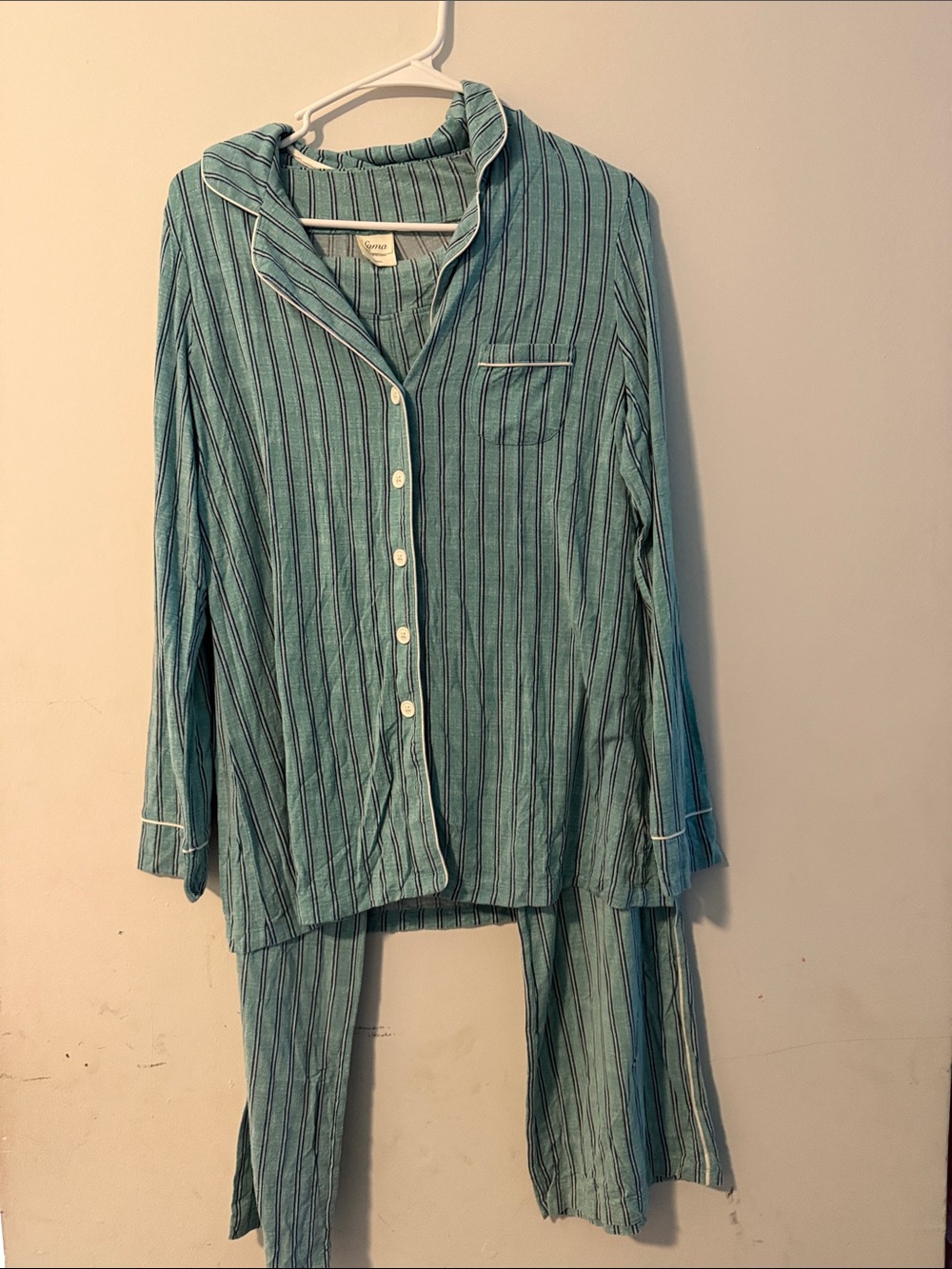 Soma Teal Striped Button-Front Pajama Set